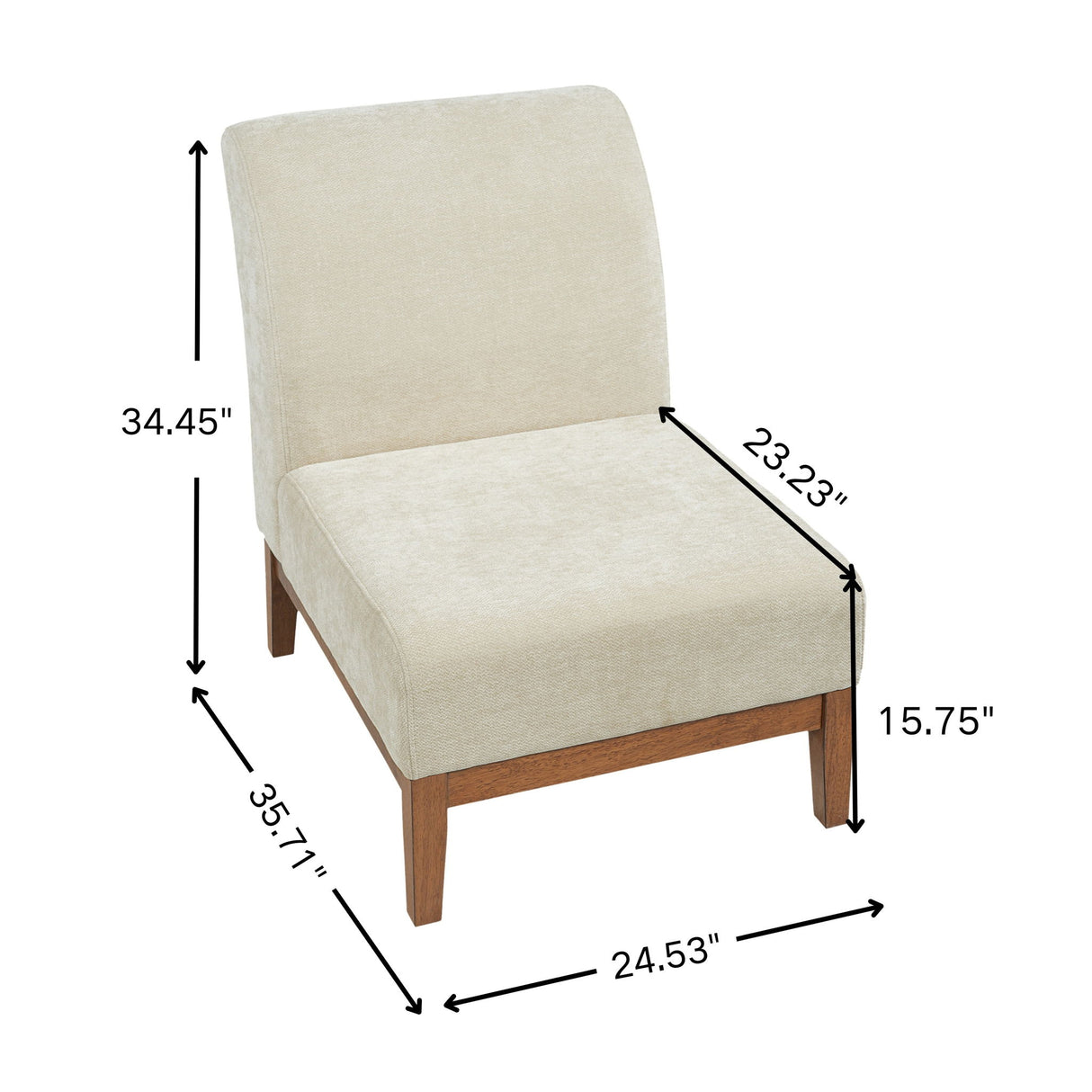 Upholstered Accent Chair - Beige / Walnut