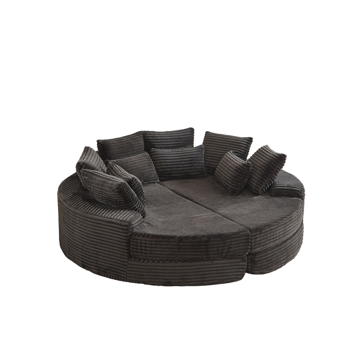 Round Oversized Sofa Bed With 5 Throw Pillows