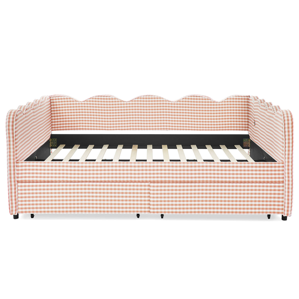 Gingham Daybed & USB Charging Port, Wave Shaped Design