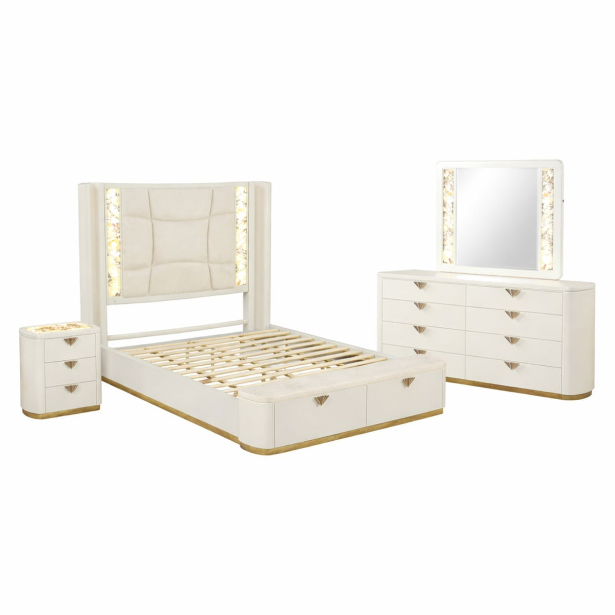 La Pierre - Modern Bedroom Set With Upholstered LED Bed