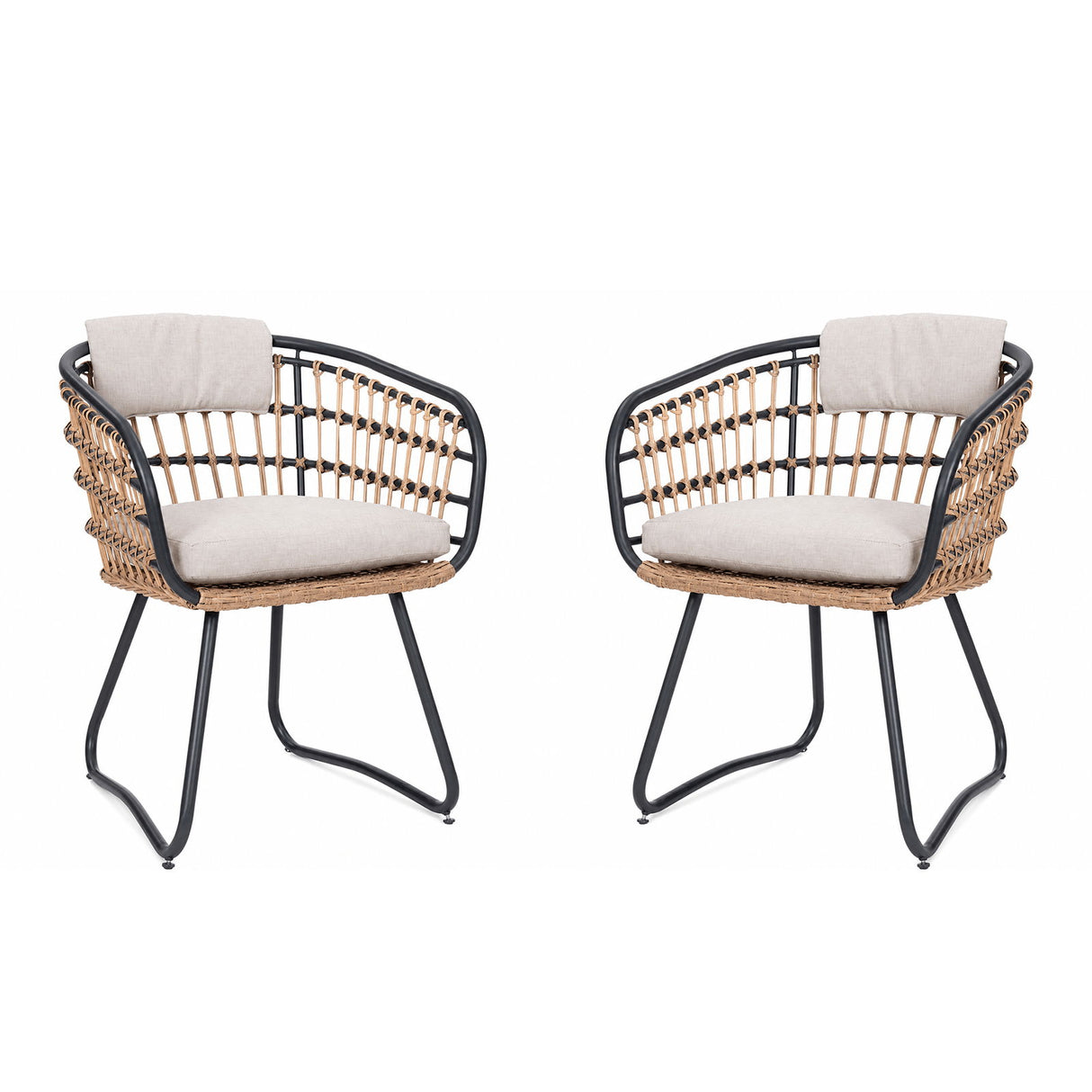 Patio All Weather Armchairs With Cushions (Set of 2) - Beige