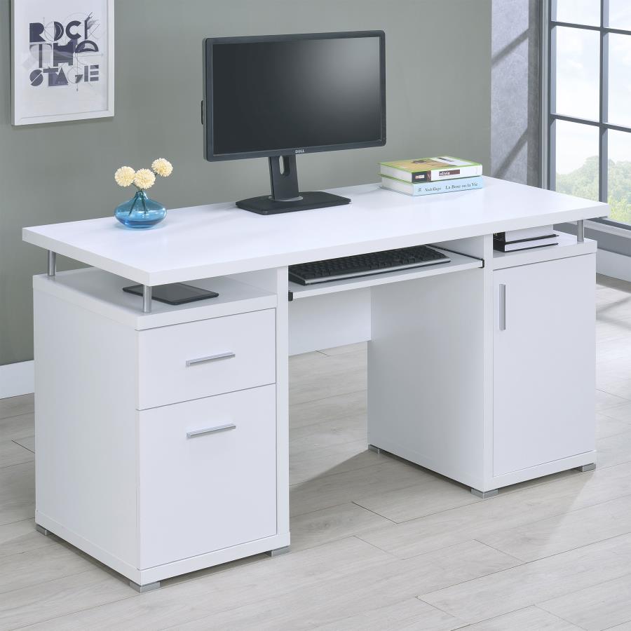 Tracy 55-inch 2-drawer Office Computer Desk White - 800108