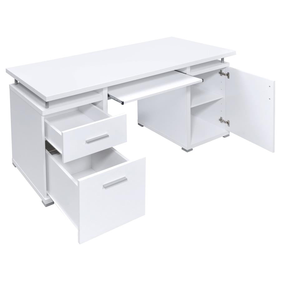 Tracy 55-inch 2-drawer Office Computer Desk White - 800108