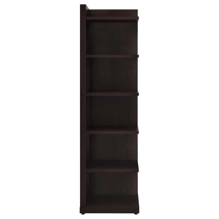 Alder 71-inch 6-shelf Corner Bookcase Cappuccino - 800270