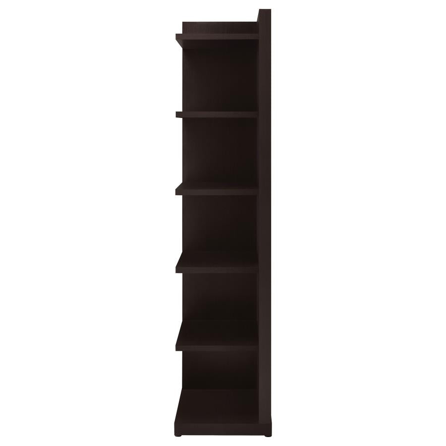 Alder 71-inch 6-shelf Corner Bookcase Cappuccino - 800270