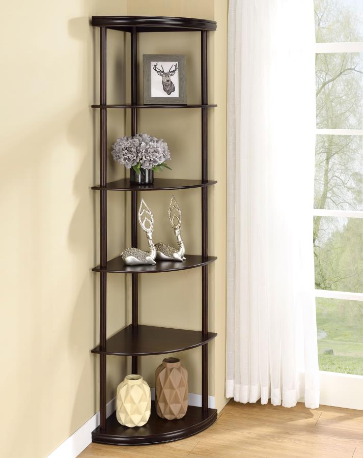 Bonwick 72-inch 5-shelf Corner Bookshelf Cappuccino - 800279