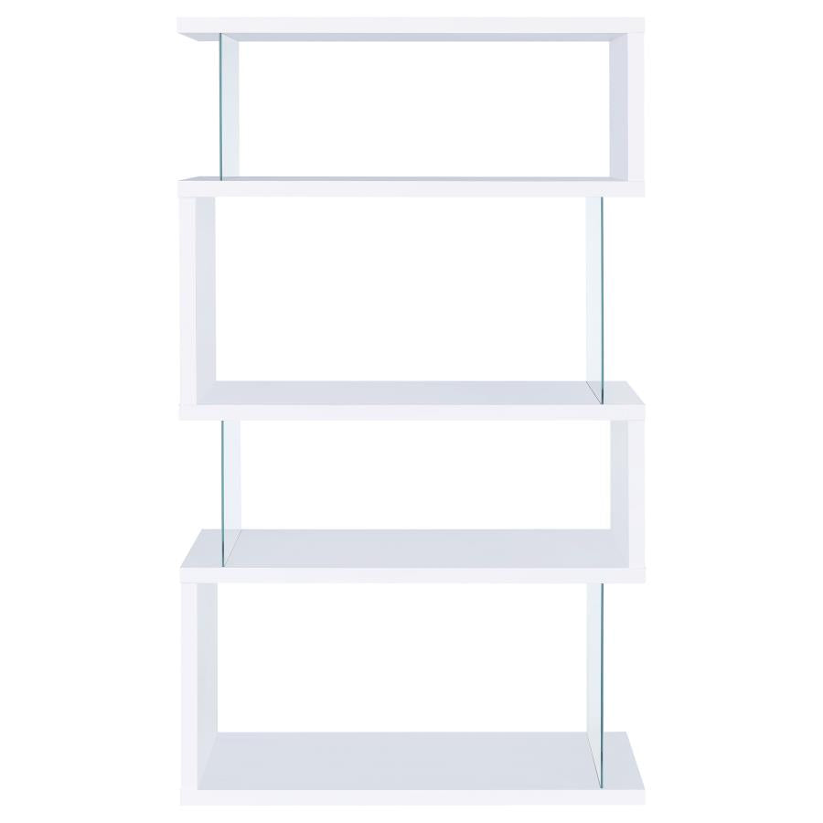 Emelle 63-inch 4-shelf Glass Panel Bookshelf White - 800300