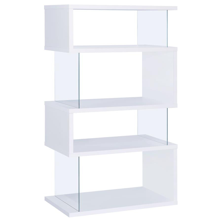 Emelle 63-inch 4-shelf Glass Panel Bookshelf White - 800300