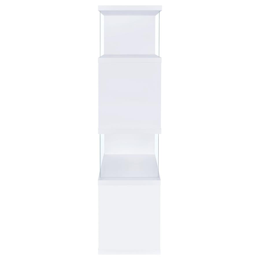 Emelle 63-inch 4-shelf Glass Panel Bookshelf White - 800300