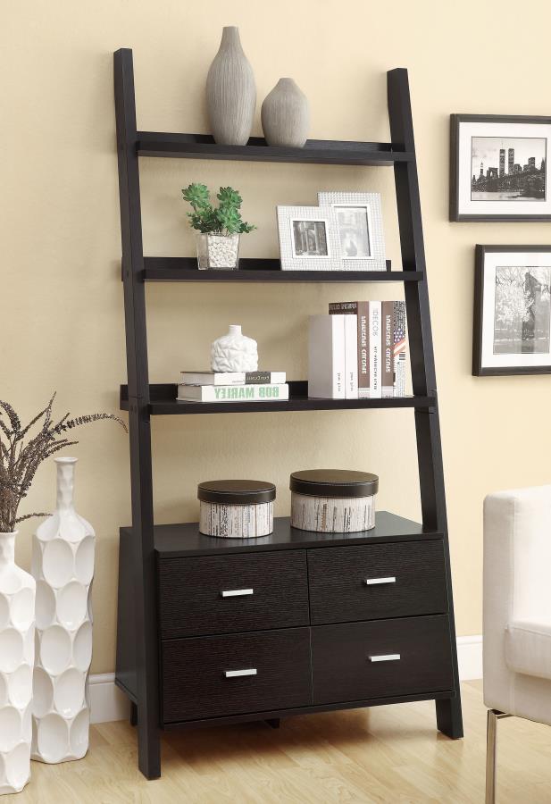Colella 72-inch 5-shelf Storage Ladder Bookshelf Cappuccino - 800319