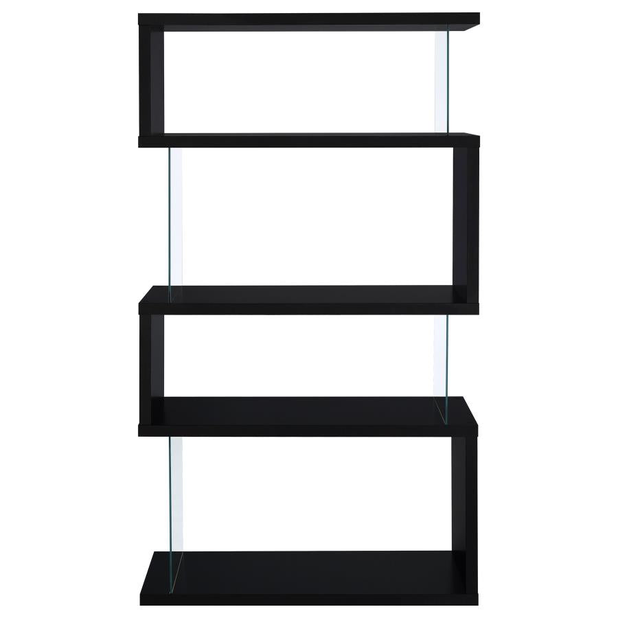 Emelle 63-inch 4-shelf Glass Panel Bookshelf Black - 800340