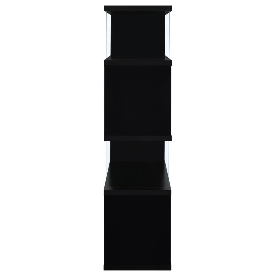 Emelle 63-inch 4-shelf Glass Panel Bookshelf Black - 800340