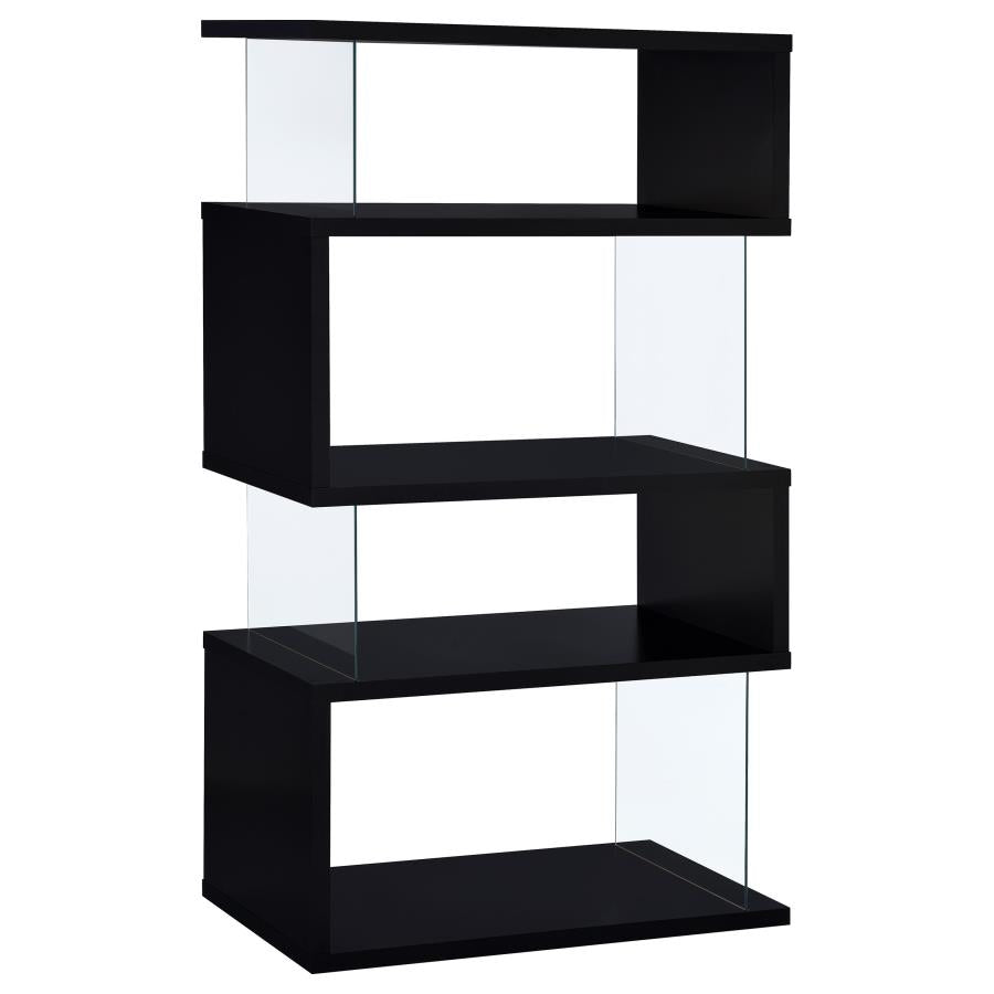 Emelle 63-inch 4-shelf Glass Panel Bookshelf Black - 800340
