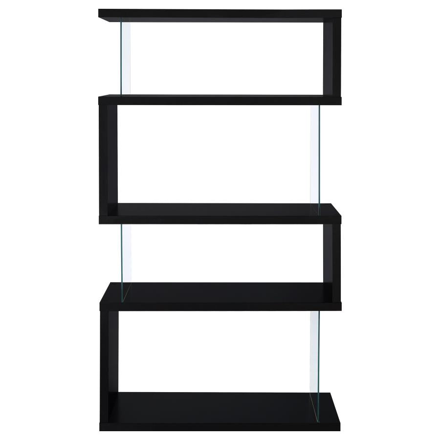 Emelle 63-inch 4-shelf Glass Panel Bookshelf Black - 800340