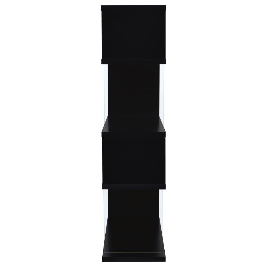Emelle 63-inch 4-shelf Glass Panel Bookshelf Black - 800340