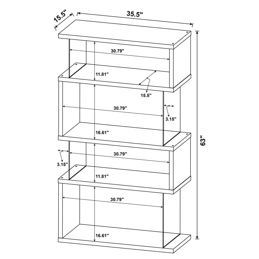 Emelle 63-inch 4-shelf Glass Panel Bookshelf Black - 800340