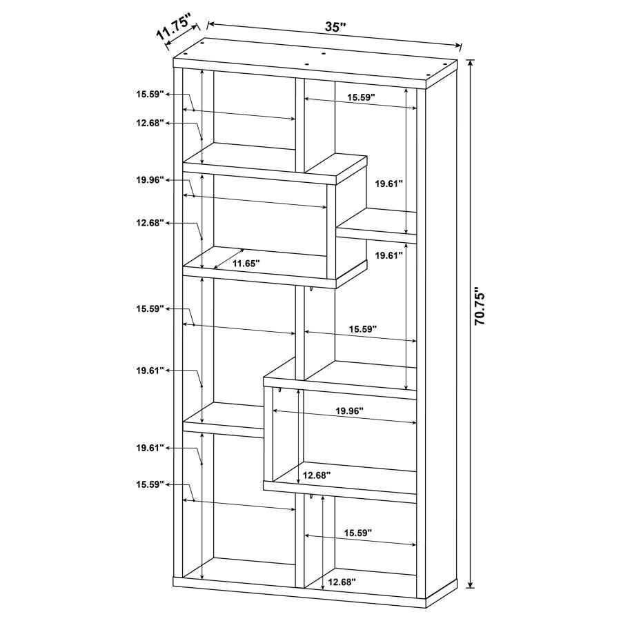 Theo 71-inch 6-shelf Bookshelf Mango - 800515