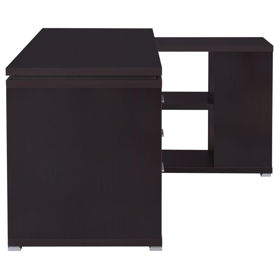 Yvette 60-inch 3-drawer L-Shape Computer Desk Cappuccino - 800517