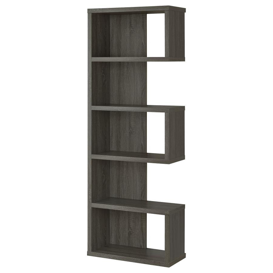 Joey 71-inch 5-shelf Bookshelf Weathered Grey - 800552