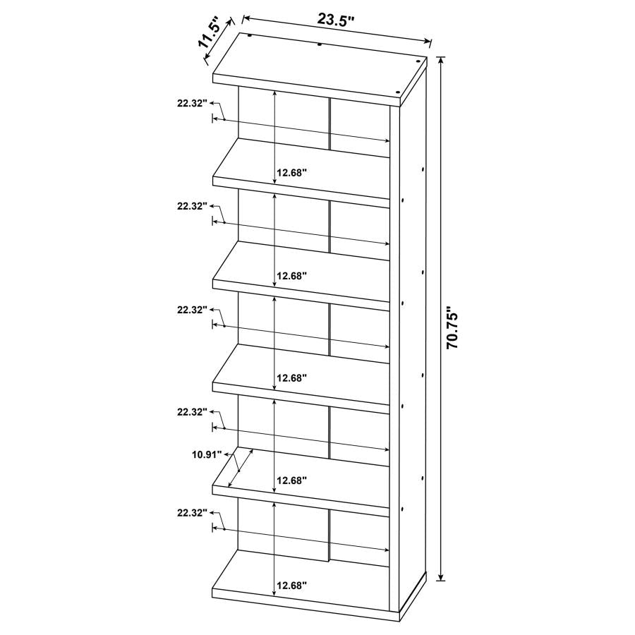 Harrison 71-inch 5-shelf Bookshelf Weathered Grey - 800553