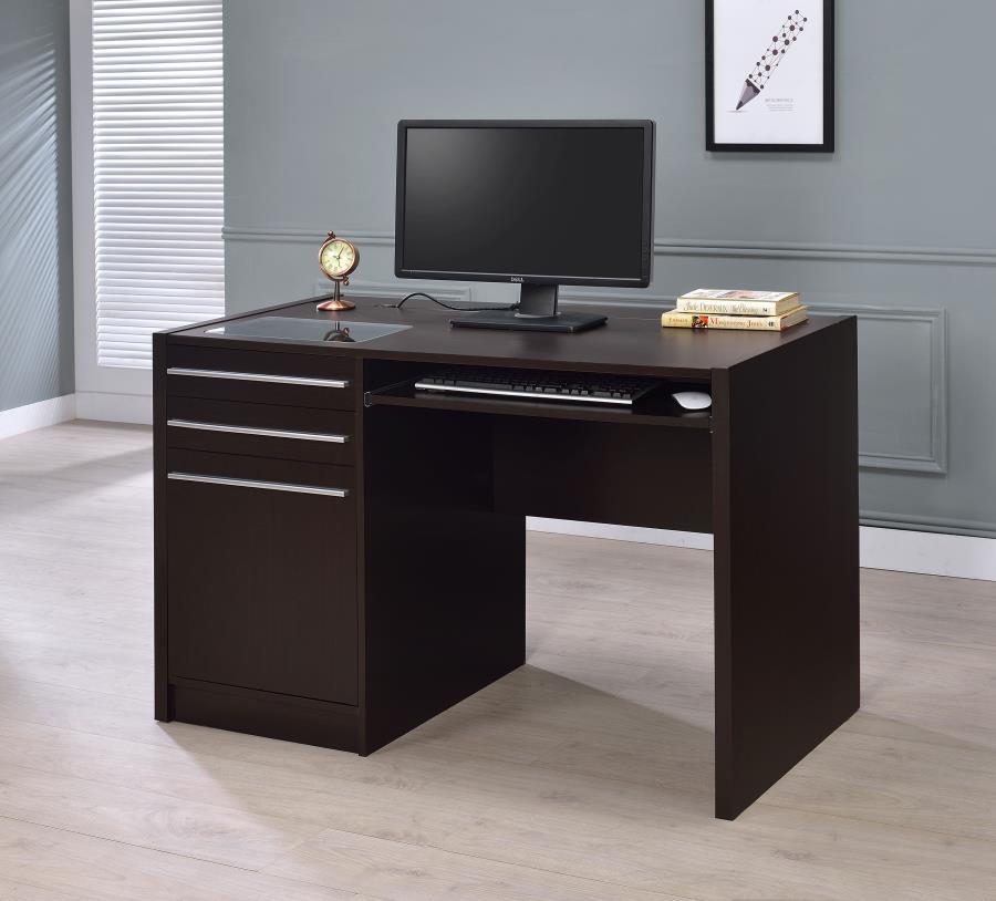 Halston 47-inch 2-drawer Office Desk with Cabinet Cappuccino - 800702