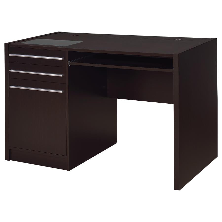 Halston 47-inch 2-drawer Office Desk with Cabinet Cappuccino - 800702