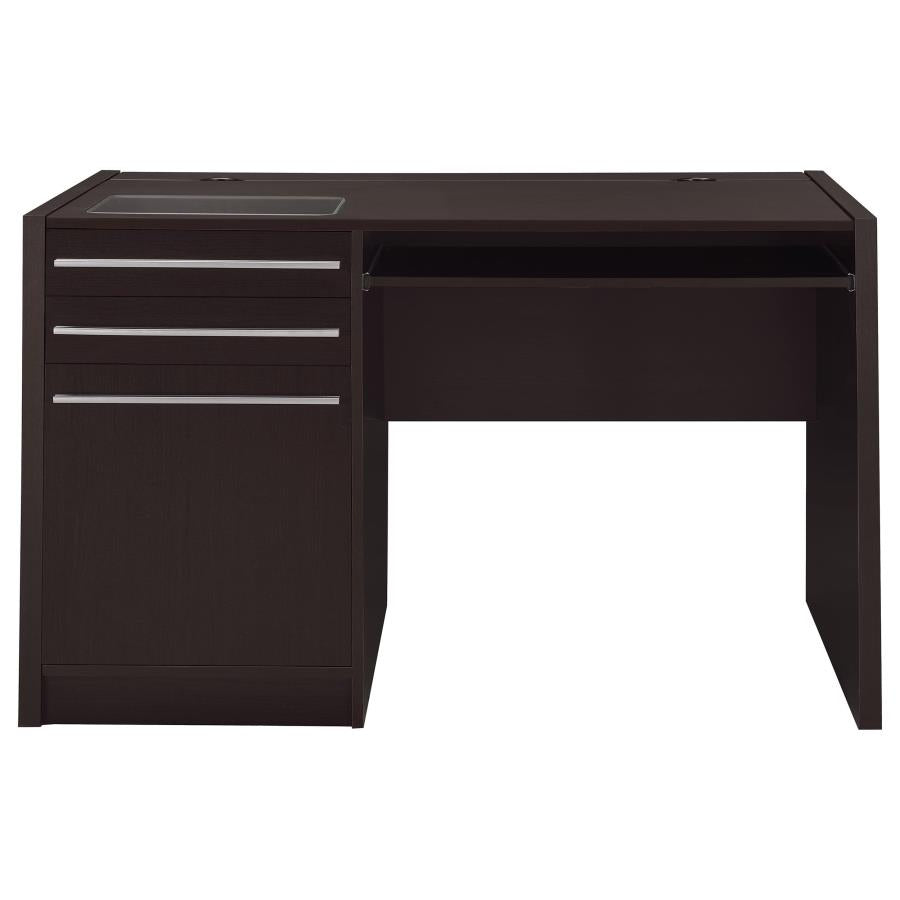 Halston 47-inch 2-drawer Office Desk with Cabinet Cappuccino - 800702