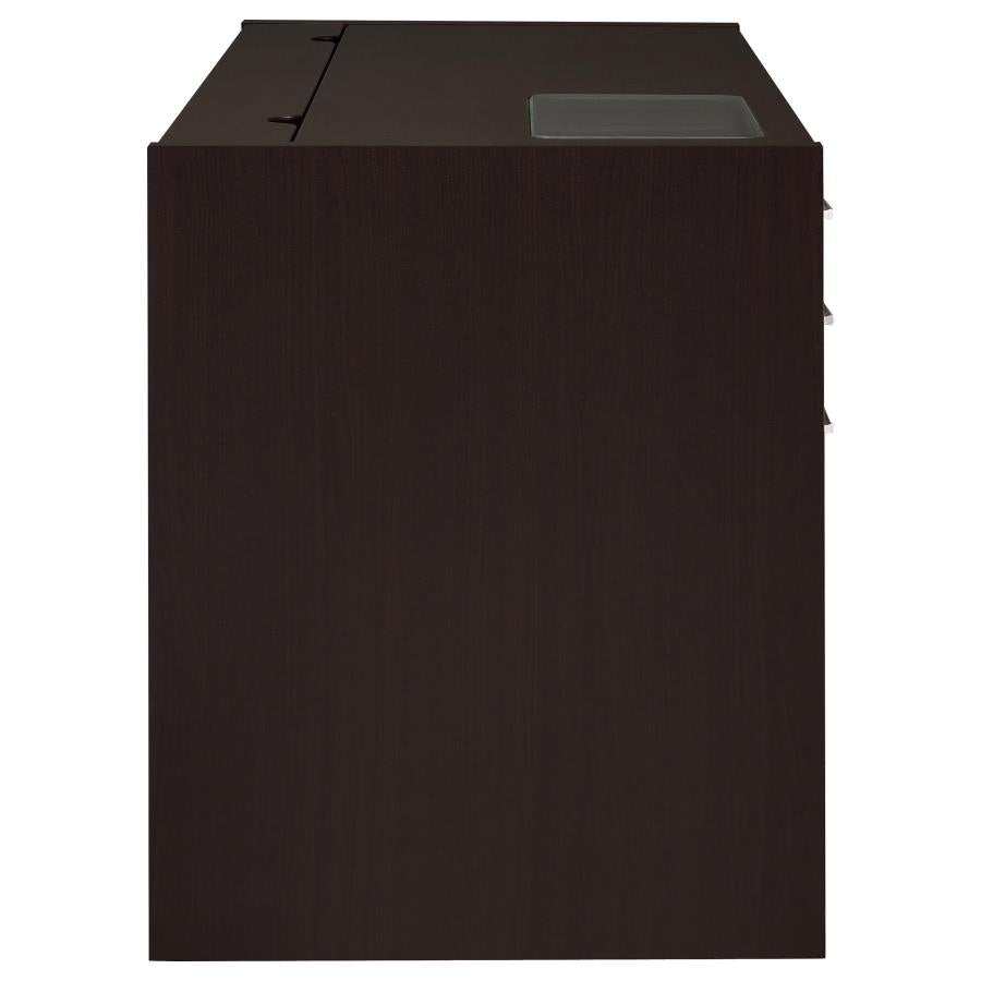 Halston 47-inch 2-drawer Office Desk with Cabinet Cappuccino - 800702