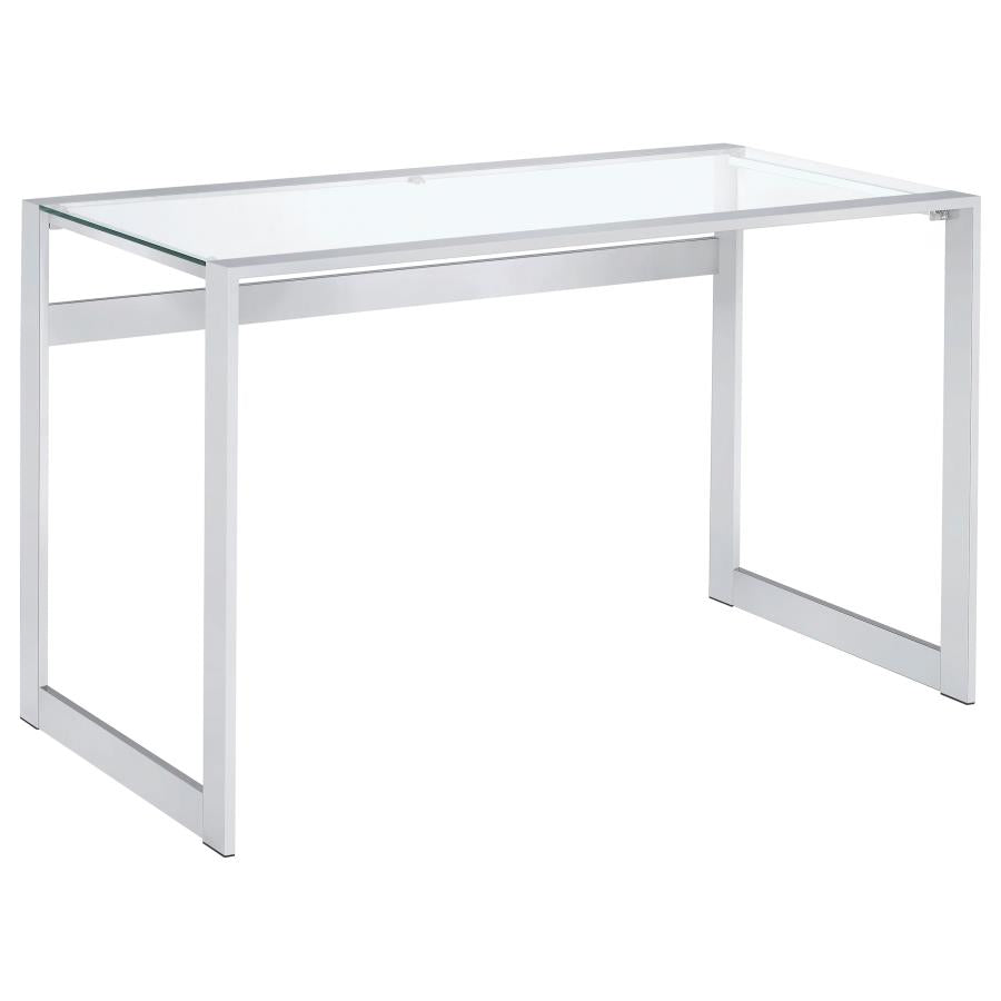 Hartford 47-inch Glass Top Writing Desk Chrome - 800746