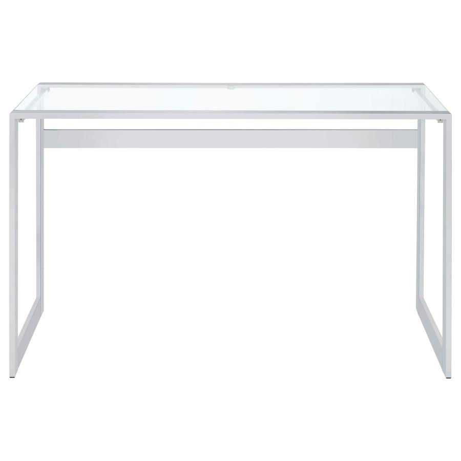 Hartford 47-inch Glass Top Writing Desk Chrome - 800746