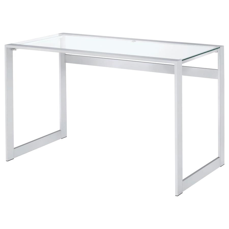 Hartford 47-inch Glass Top Writing Desk Chrome - 800746