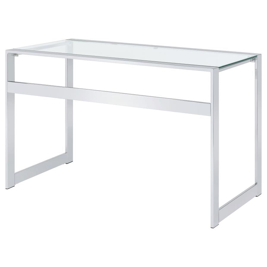 Hartford 47-inch Glass Top Writing Desk Chrome - 800746