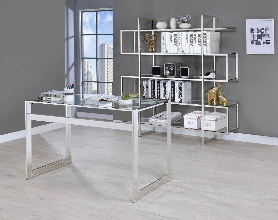 Hartford 47-inch Glass Top Writing Desk Chrome - 800746