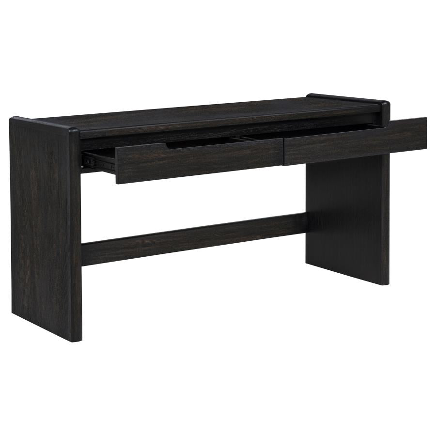Leandro 2-drawer Home Office Writing Desk Burnished Black - 800790
