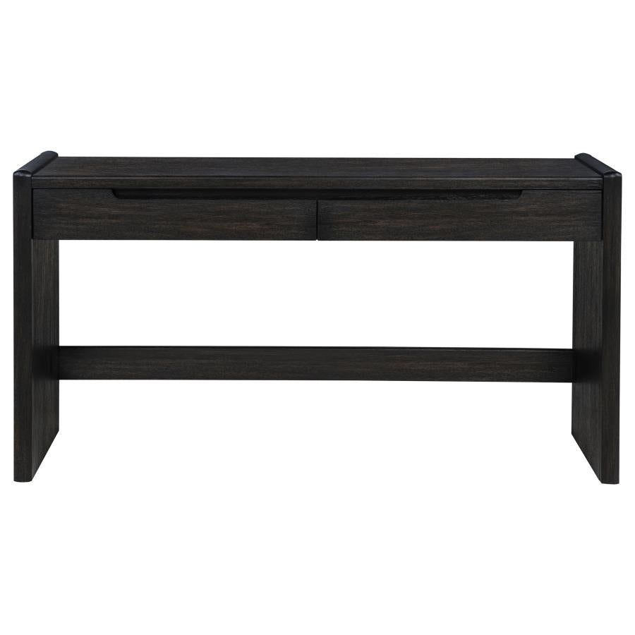 Leandro 2-drawer Home Office Writing Desk Burnished Black - 800790