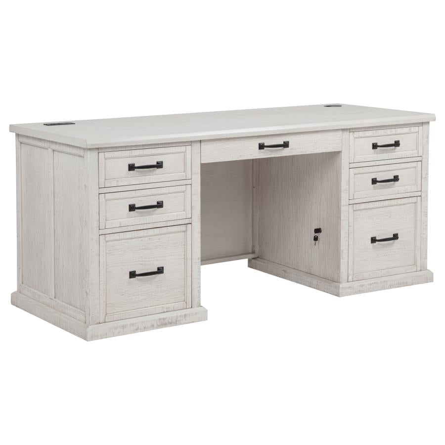 Altidore 68-inch 7-drawer Executive Home Office Desk Distressed White - 800796
