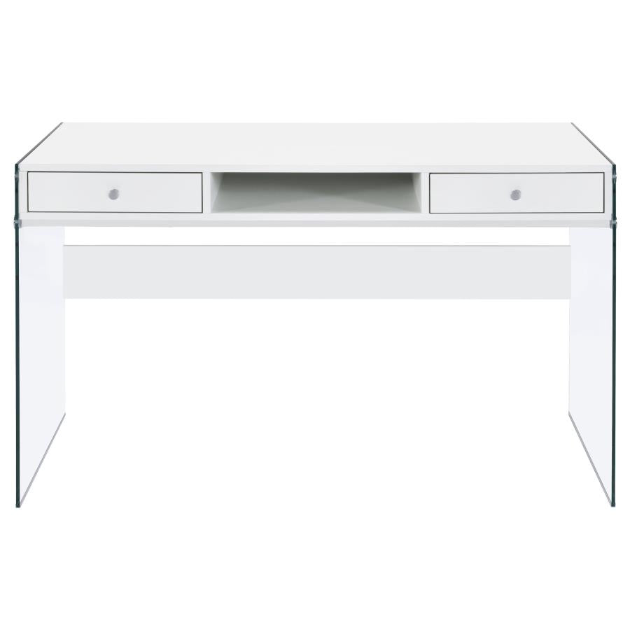 Dobrev 48-inch 2-drawer Writing Desk White High Gloss - 800829