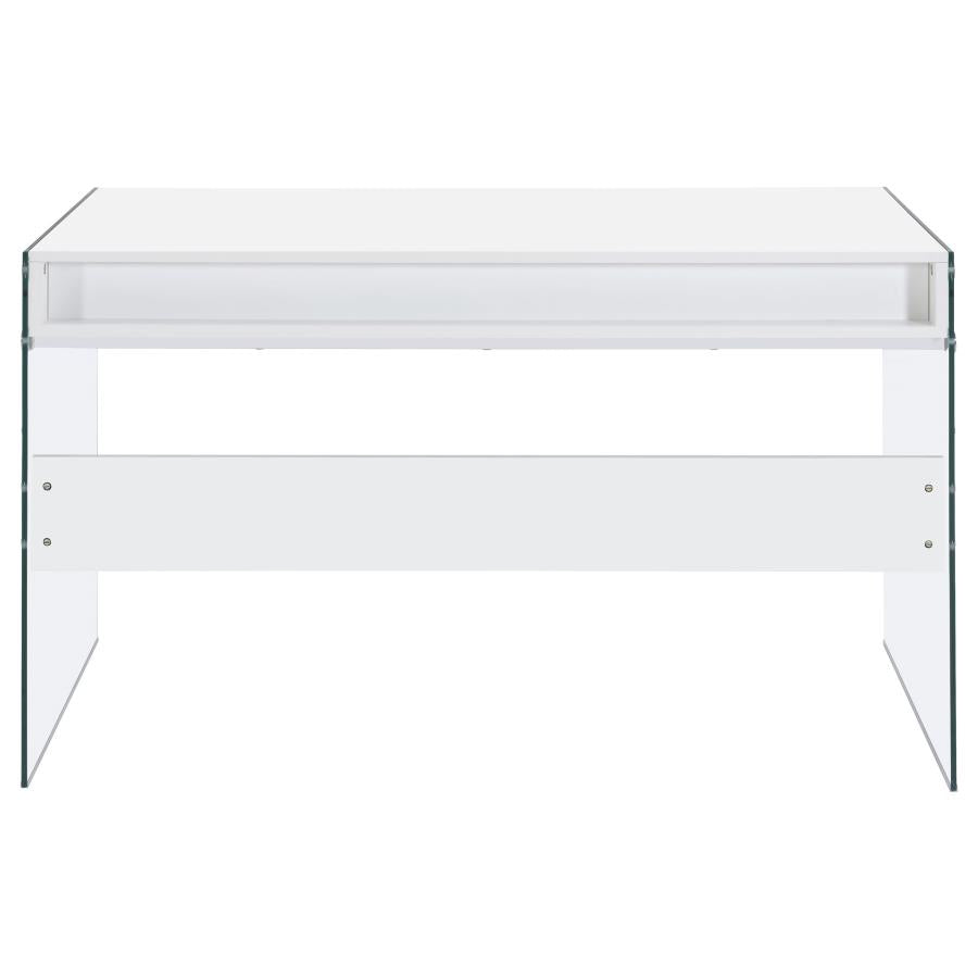 Dobrev 48-inch 2-drawer Writing Desk White High Gloss - 800829