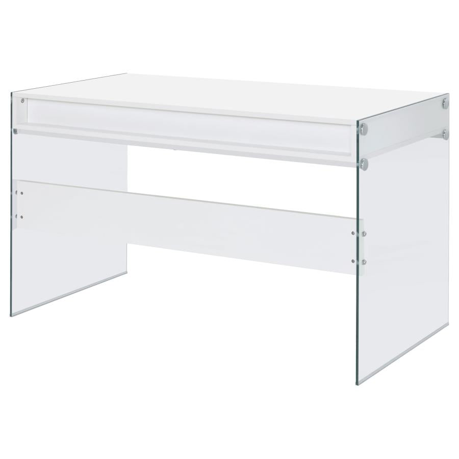 Dobrev 48-inch 2-drawer Writing Desk White High Gloss - 800829