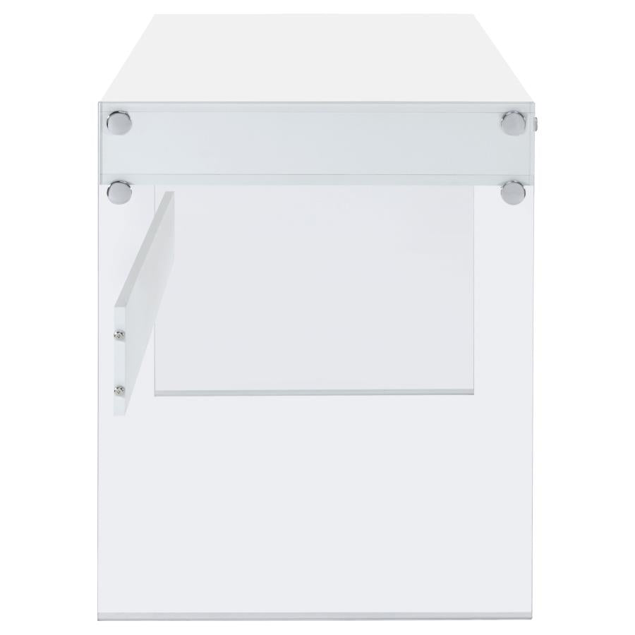 Dobrev 48-inch 2-drawer Writing Desk White High Gloss - 800829