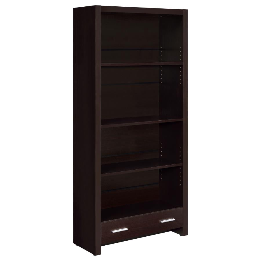 Skylar 71-inch 5-shelf Bookcase with Drawer Cappuccino - 800905