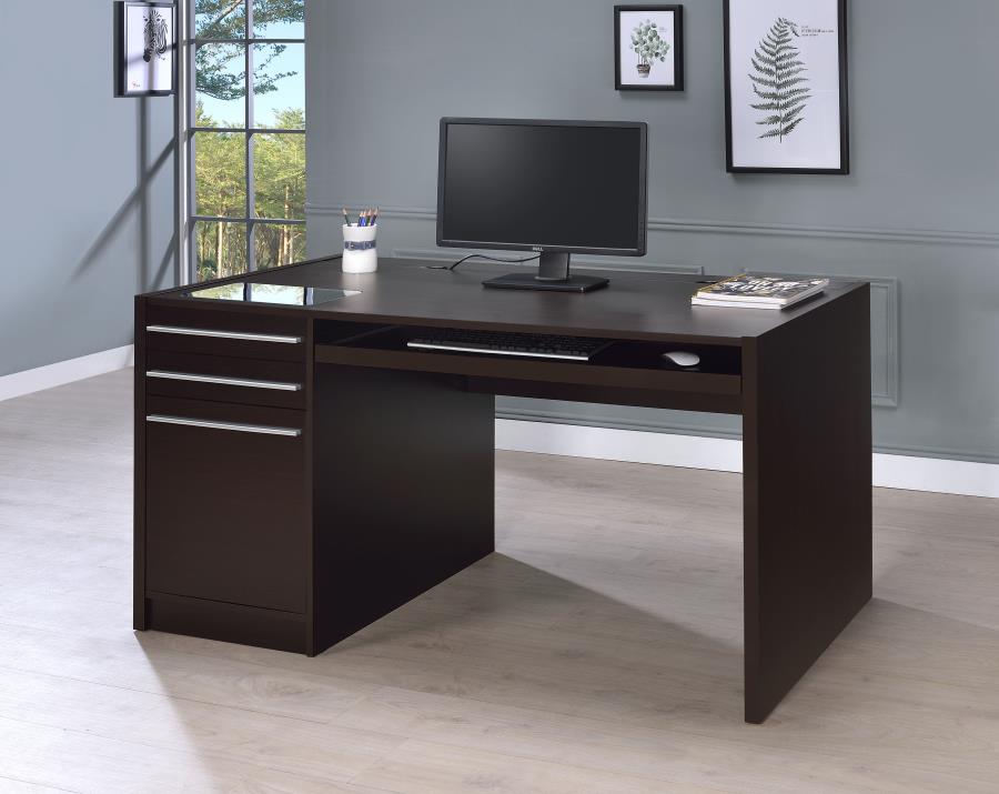 Halston 60-inch 3-drawer Office Computer Desk Cappuccino - 800982