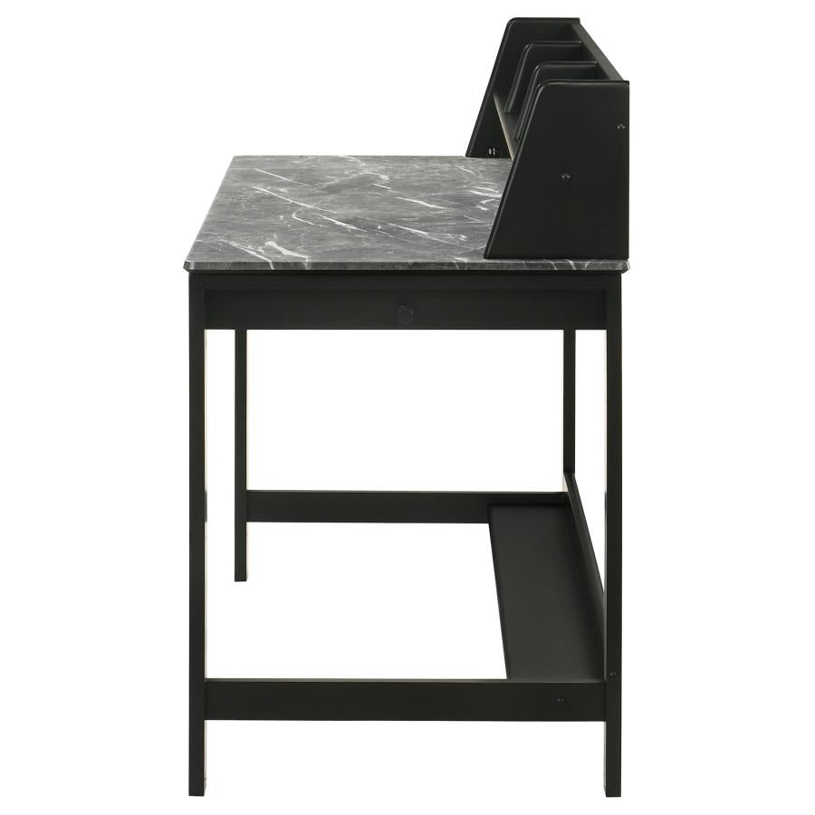 Besler 47-inch SmartTop Writing Desk with Shelf Grey Stone and Black - 801076