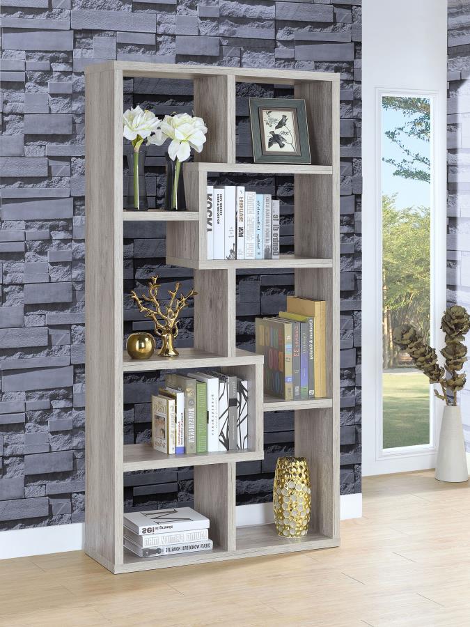 Theo 71-inch 6-shelf Bookshelf Grey Driftwood - 801137