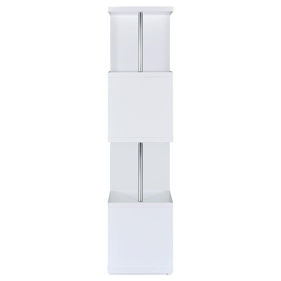 Baxter 67-inch 4-shelf Bookshelf White and Chrome - 801418