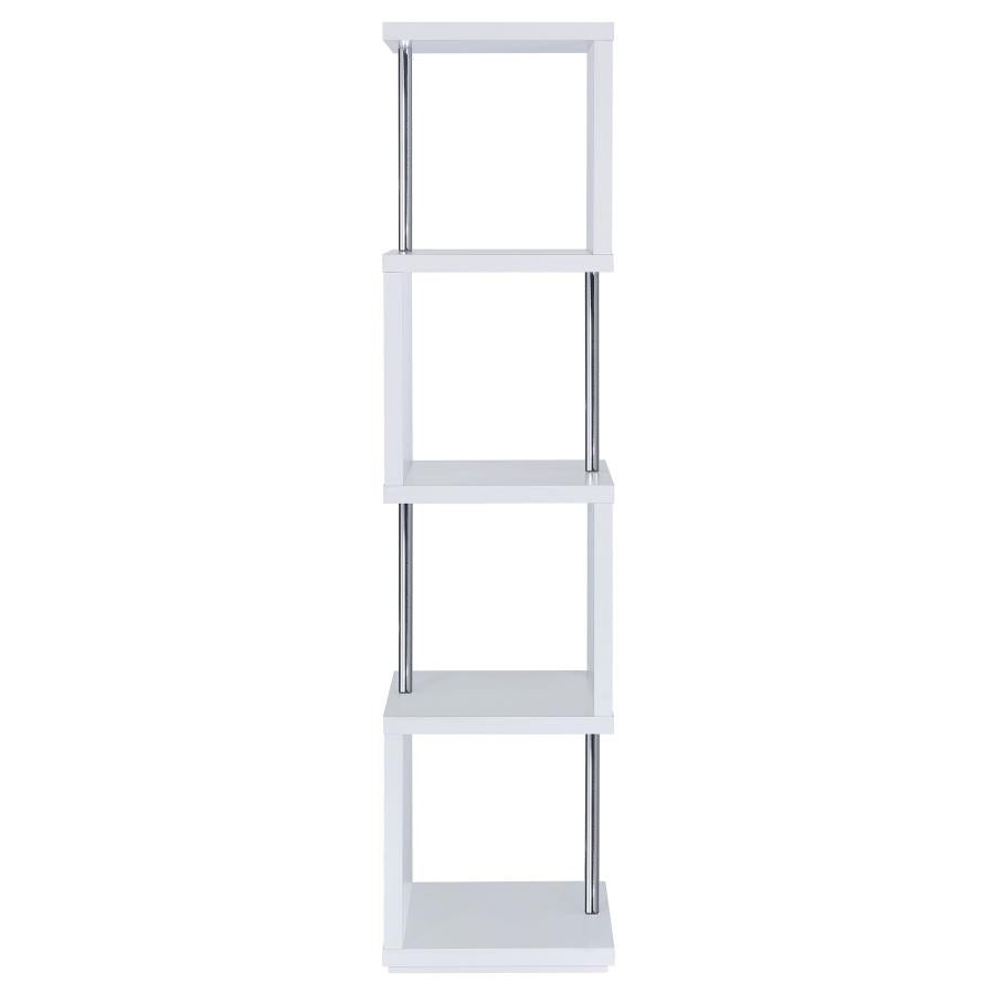 Baxter 67-inch 4-shelf Bookshelf White and Chrome - 801418