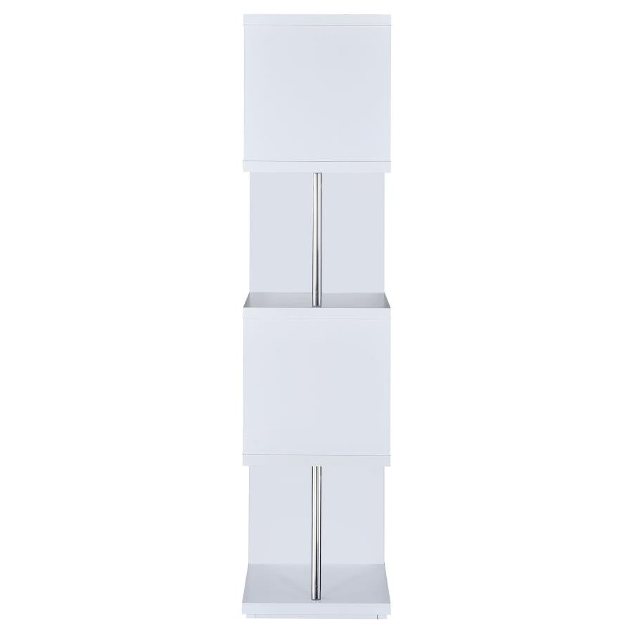 Baxter 67-inch 4-shelf Bookshelf White and Chrome - 801418