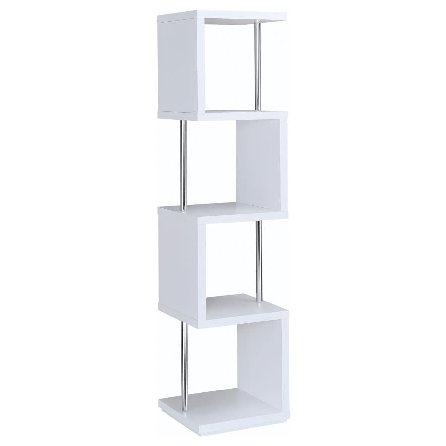Baxter 67-inch 4-shelf Bookshelf White and Chrome - 801418
