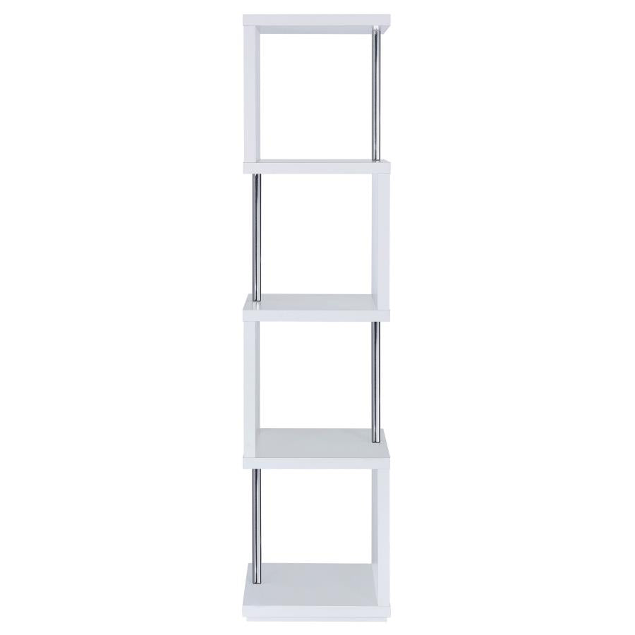 Baxter 67-inch 4-shelf Bookshelf White and Chrome - 801418