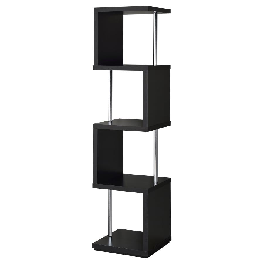 Baxter 67-inch 4-shelf Bookshelf Black and Chrome - 801419